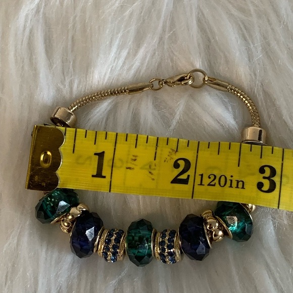 Elegant Gold and Blue/Green Bracelet - Picture 2 of 2